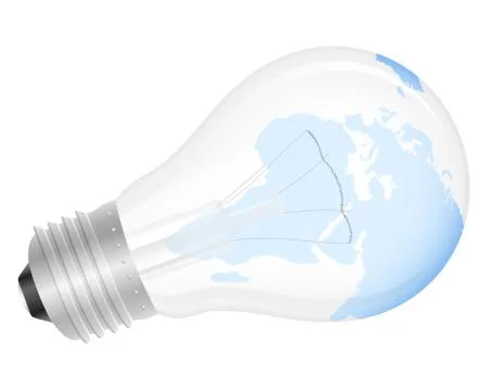 Light bulb world map Ilustración de archivo