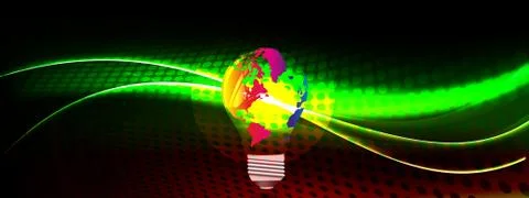 Light bulb with world map on it Stock Illustration