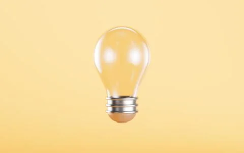 Light bulb in the yellow background, 3d rendering. Stock Illustration