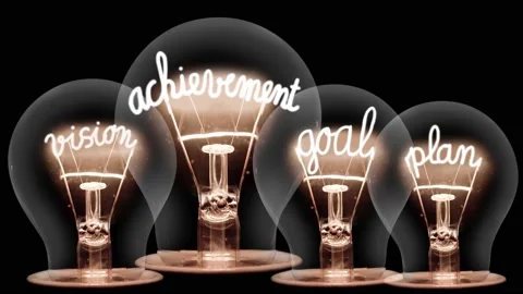Light Bulbs with Achievement Concept Video stock 169022631