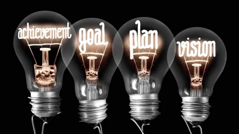 Light Bulbs with Achievement Concept Video stock 197784638