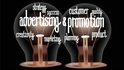 Light Bulbs with Advertising Concept Video stock 205547107