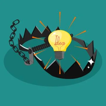 Light bulbs and traps. The concept of error in thought. vector illustration Stock Illustration