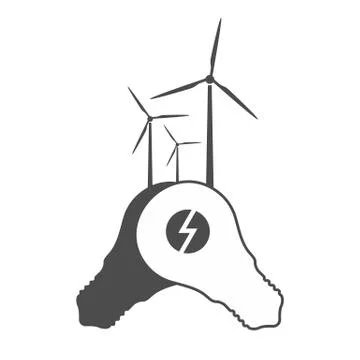 Light bulbs and wind mill generator in vector Stock Illustration