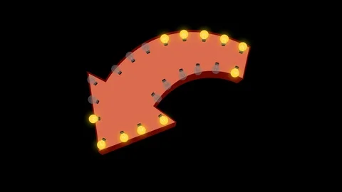 Light Bulbs Billboard Sign in Arrow Shape Alpha Channel Stock Footage 113244572