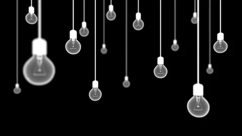 Light bulbs on black background Stock Illustration