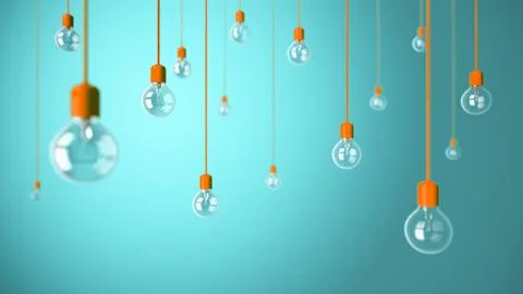 Light bulbs on blue background Stock Illustration