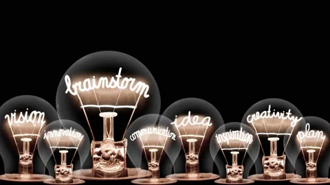 Light Bulbs with Brainstorm Concept Video stock 157417229