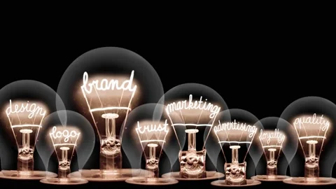 Light Bulbs with Brand Concept Stock Footage 156697934