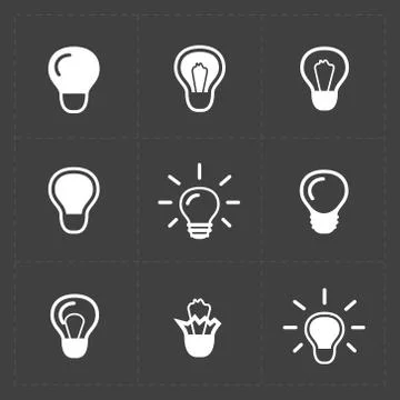 Light bulbs. Bulb icon set. Stock Illustration