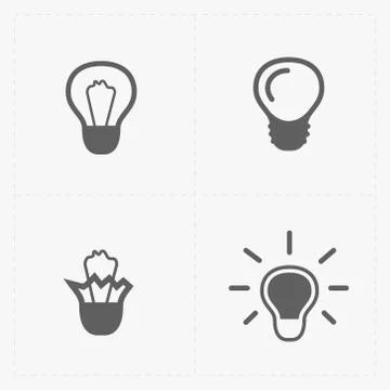 Light bulbs. Bulb icon set. Stock Illustration
