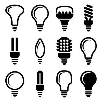 Light bulbs. Bulb icon set 库存插图