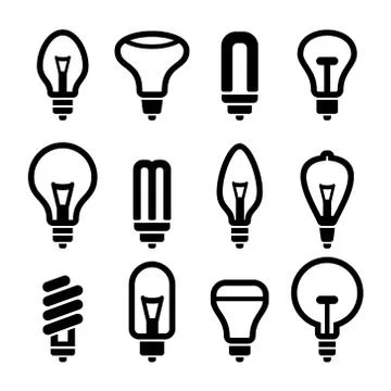 Light bulbs. Bulb icon set. Vector 库存插图