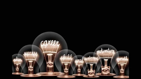 Light Bulbs with Career Concept Vídeo Stock 150748971