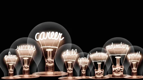 Light Bulbs with Career Concept Stock-Footage 157224425