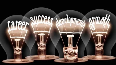 Light bulbs with Career, Success, Development and Growth Concept Video stock 155914656