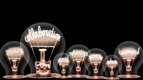 Light Bulbs with Collaboration Concept Video stock 157818643
