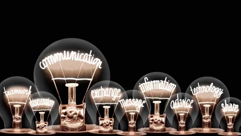 Light Bulbs with Communication Concept Stock Footage 157709090