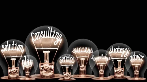 Light Bulbs with Consulting Concept Video stock 150576204