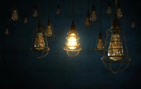 Light Bulbs on dark background Stock Photos