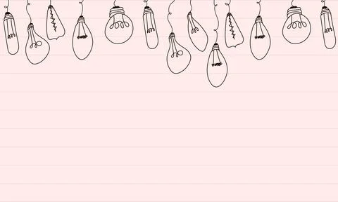 Light bulbs doodle border. Creative light bulbs doodle collection. Vector ill Stock Illustration