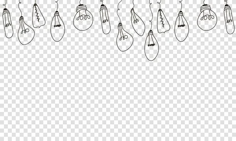Light bulbs doodle border. Creative light bulbs doodle collection. Vector ill Stock Illustration
