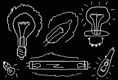 Light bulbs drawn Stock Photos