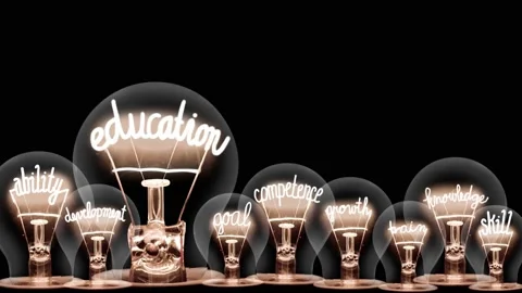 Light Bulbs with Education Concept Stock-Footage 158607101