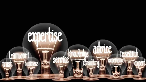 Light Bulbs with Expertise Concept Stock-Footage 184312009
