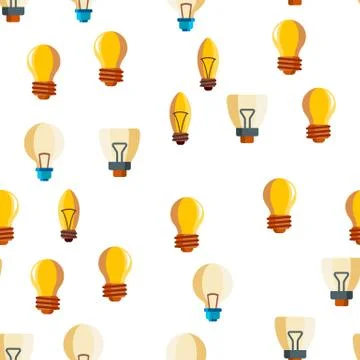 Light Bulbs Flat And Linear Icons Vector Seamless Pattern イラスト素材