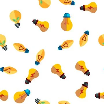Light Bulbs Flat And Linear Icons Vector Seamless Pattern Stockillustratie