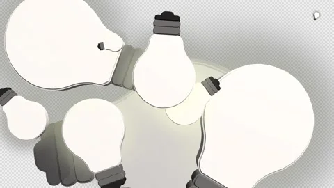 Light Bulbs floating Alpha Channel Idea Overlay Stock Footage 344699628