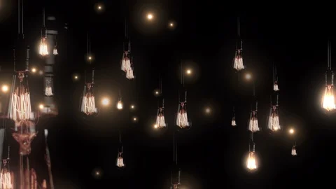 Light Bulbs Fly Throught Stock Footage