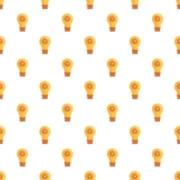 Light bulbs with gears seamless pattern Stock Illustration