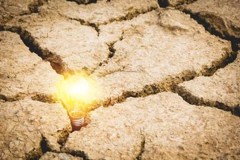 Light bulbs with glowing. Idea, creativity and solar energy concept with ligh Foto stock
