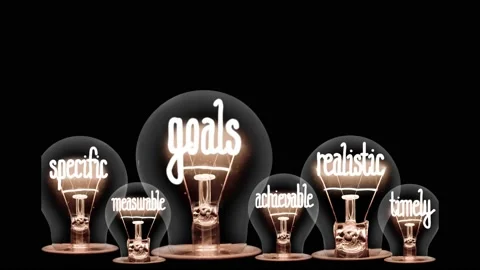 Light Bulbs with Goals Concept Video stock 155795286