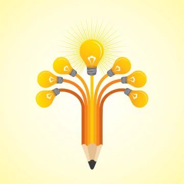Light-bulbs hands make pencil - vector illustration Stockillustratie