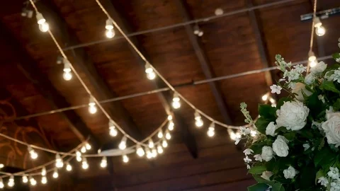 Light bulbs hanging from the ceiling Stock Footage
