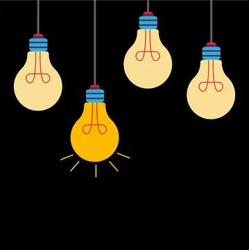 Light bulbs hanging on a set of incandescent filaments. Stock Illustration