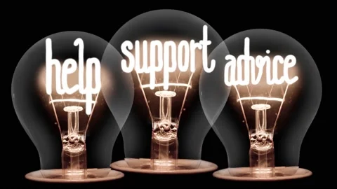 Light Bulbs with Help, Support and Advice Concept Video stock 158688529