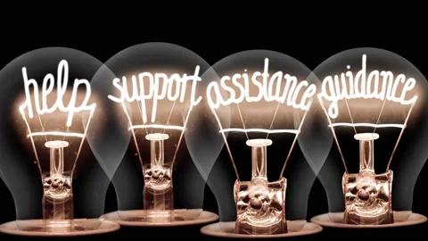 Light Bulbs with Help, Support, Assistance and Guidance Concept Vídeo Stock 159737778
