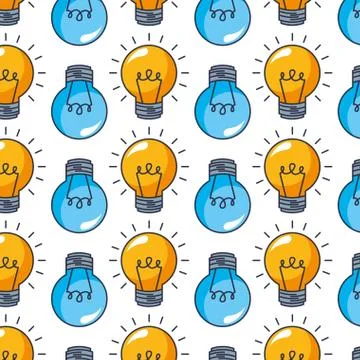 Light bulbs idea creativity innovation pattern Illustrazione stock