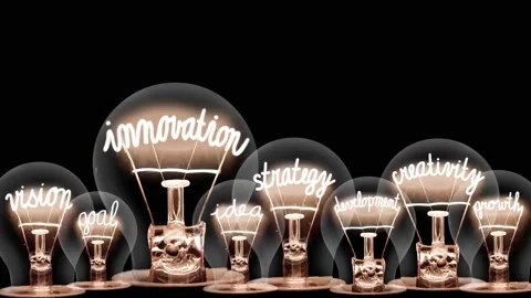 Light Bulbs with Innovation Concept Video stock 169788283