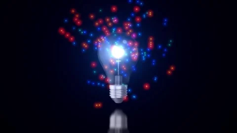 Light Bulbs light up with colorful particle effects Stock Footage 279781908