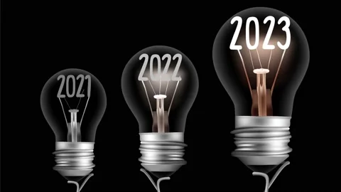 Light Bulbs with New Year 2023 Video stock 202200853