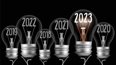Light Bulbs with New Year 2023 Stock-Footage 210227941