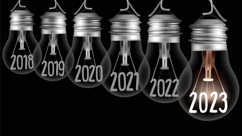 Light Bulbs with New Year 2023 Video stock 214286367