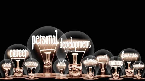 Light bulbs with Personal Development Concept Stock-Footage 171514608