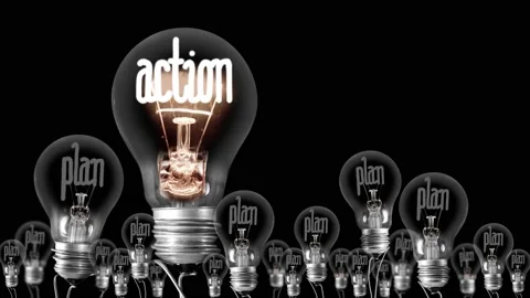 Light Bulbs with Plan and Action Concept Stock Footage 150502447