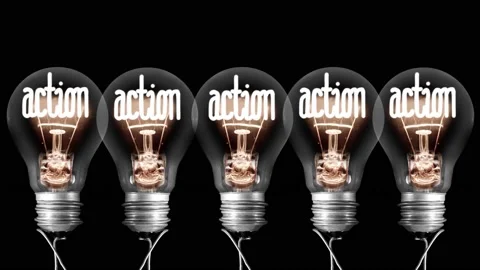 Light Bulbs with Plan and Action Concept Video stock 151194193